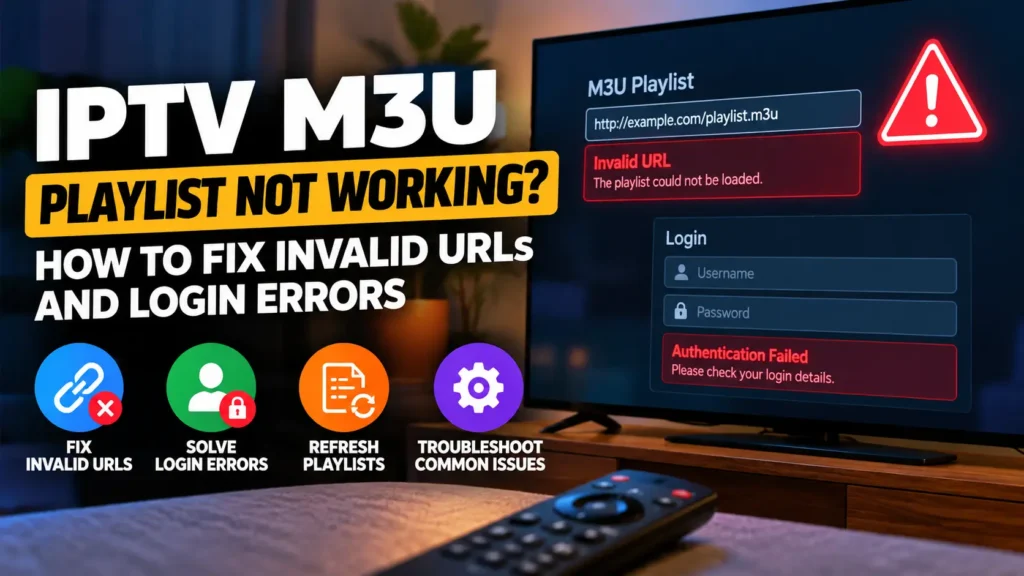 IPTV M3U playlist not working – fix invalid URLs and login errors